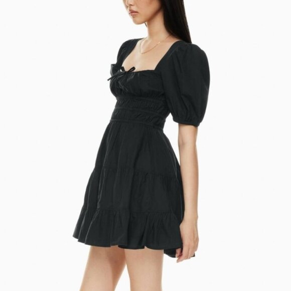 SUNDAY BEST Martine Dress Short Sleeve Tiered Cotton Black ARITZIA XS - Picture 1 of 12